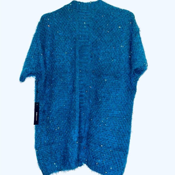 BCBGMAXAZRIA CARDIGAN CHUNKY CONFETTI KNIT SWEATER OPEN FRONT BLUE COLOR SIZE M - Picture 8 of 14